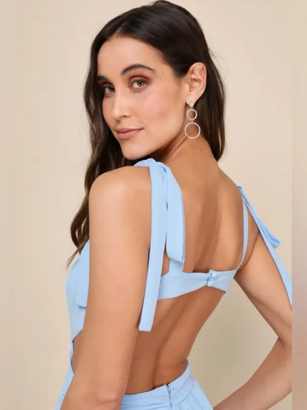 Lulus Celebratory Allure Powder Blue Pleated Backless Maxi Dress XS NWT - Picture 6 of 6